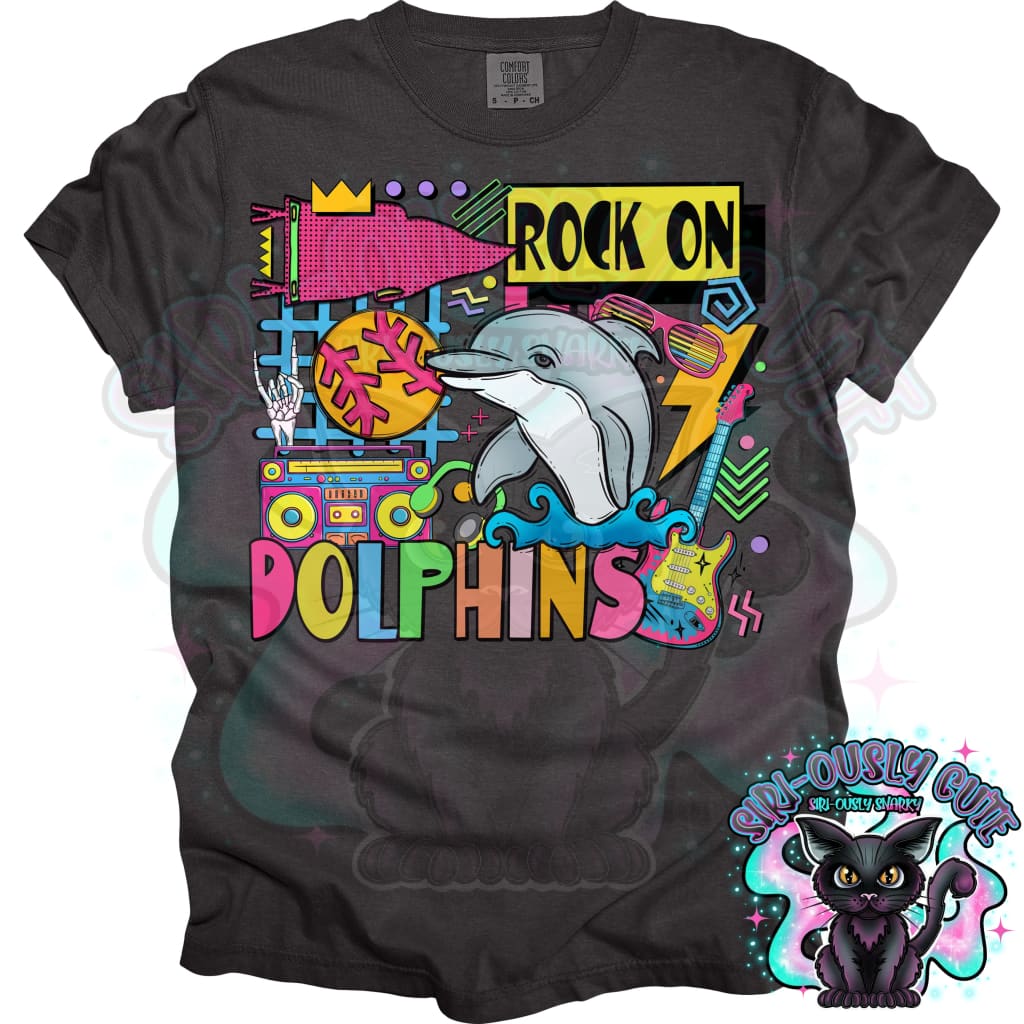 90S Rock On Dolphins Softball Mascot