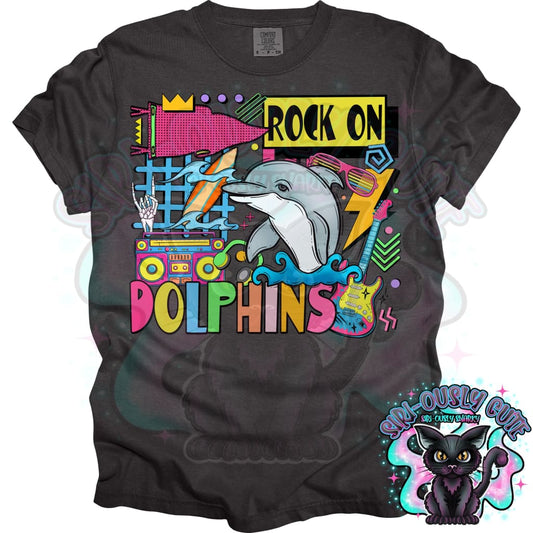 90S Rock On Dolphins Surfing Mascot