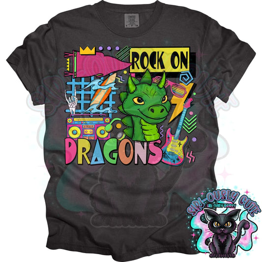 90S Rock On Dragons Surfing Mascot