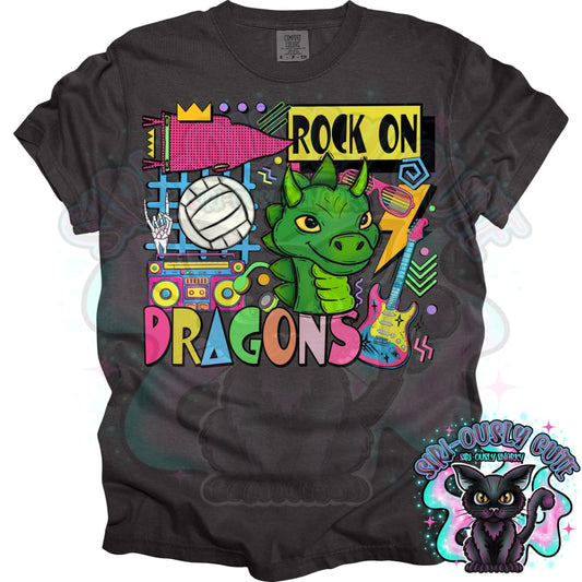 90S Rock On Dragons Volleyball Mascot