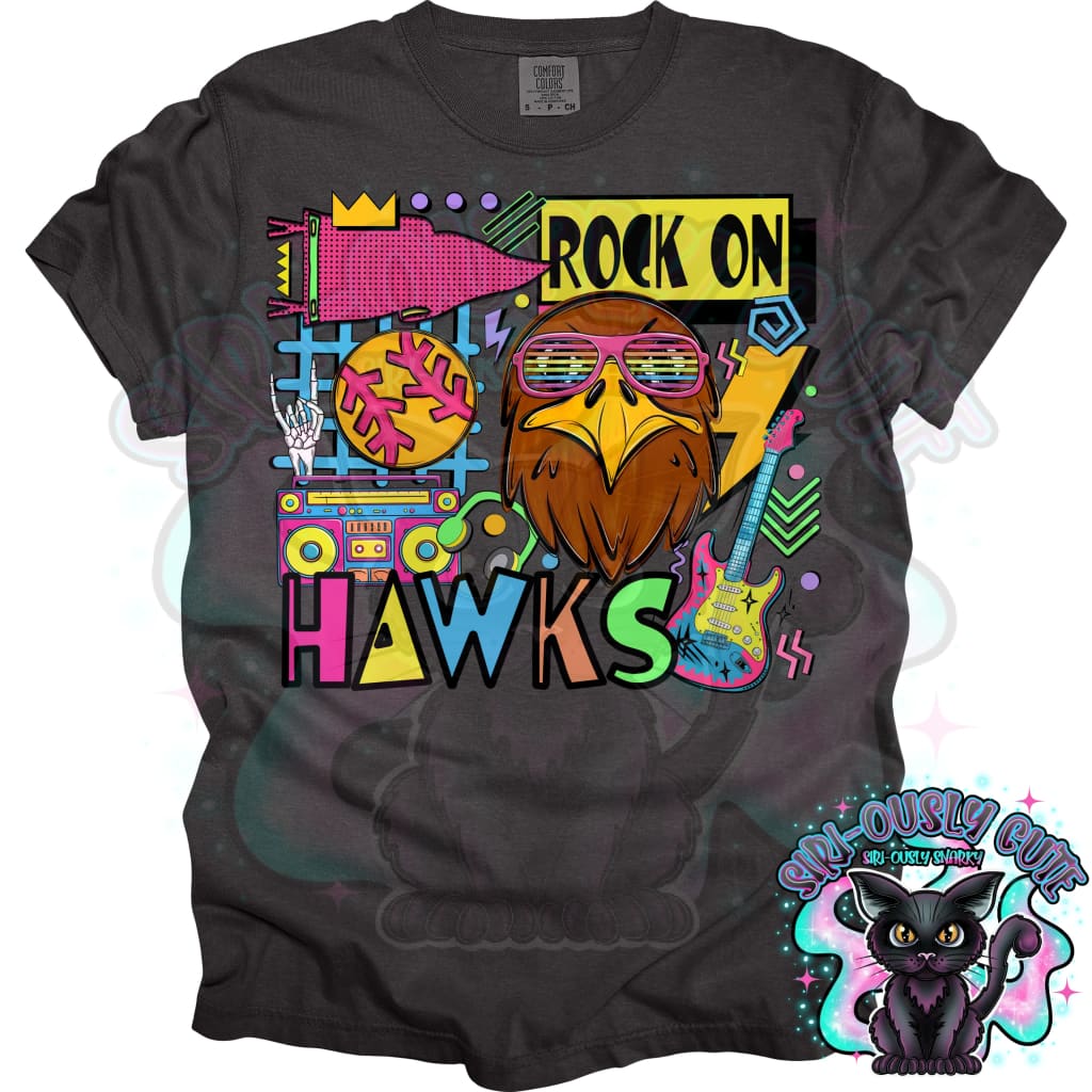 90S Rock On Hawks Softball Mascot