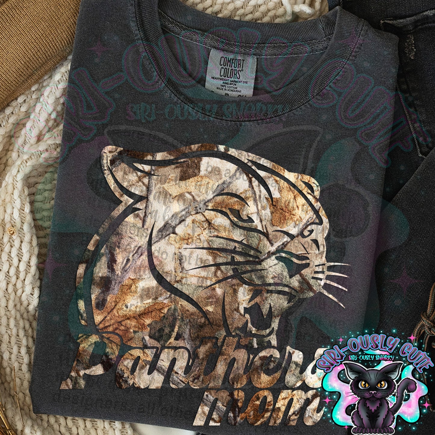 Camo Outline Mascot - Panthers Mom