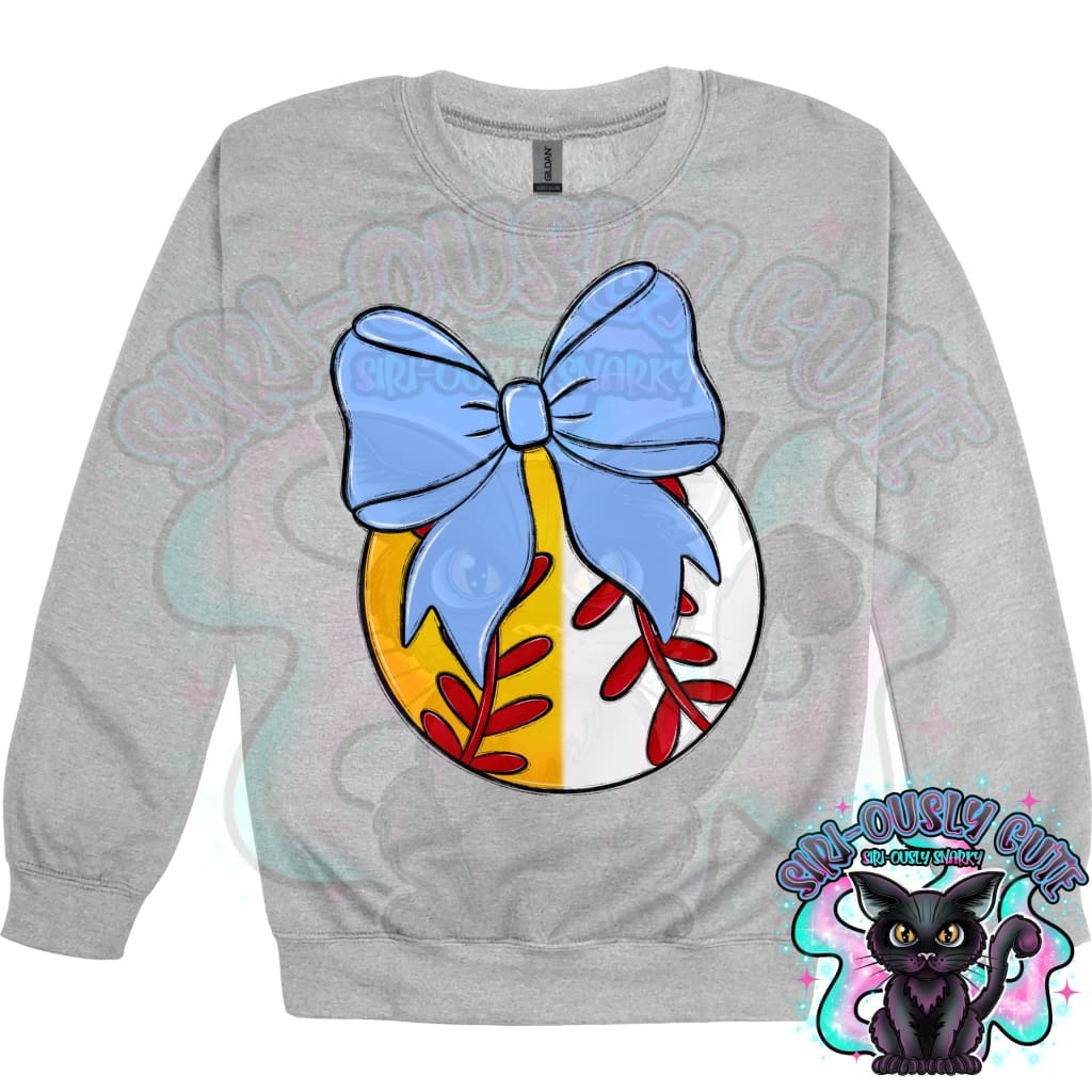 Balls and Bows Split Baseball Softball Columbia Blue Mascot