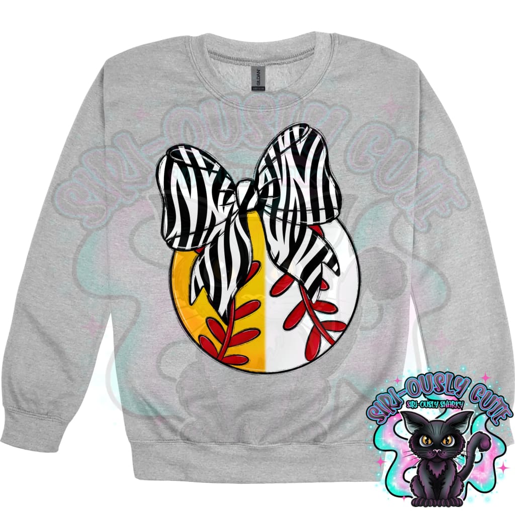 Balls and Bows Split Baseball Softball Zebra Mascot
