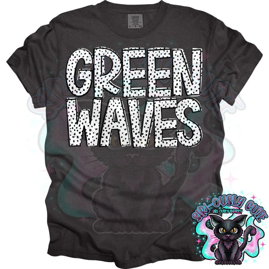 Black Dottie Loo Green Waves Mascot