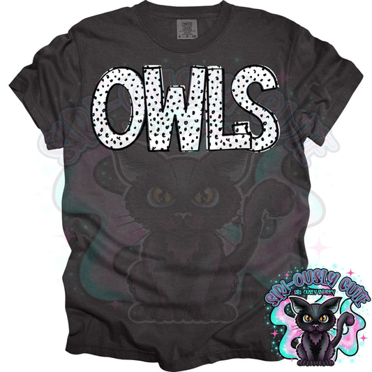 Black Dottie Loo Owls Mascot