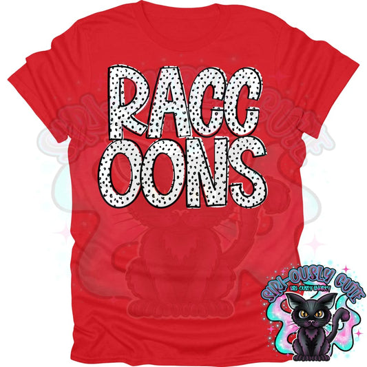 Black Dottie Loo Raccoons Mascot