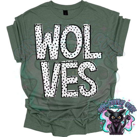 Black Dottie Loo Wolves Mascot