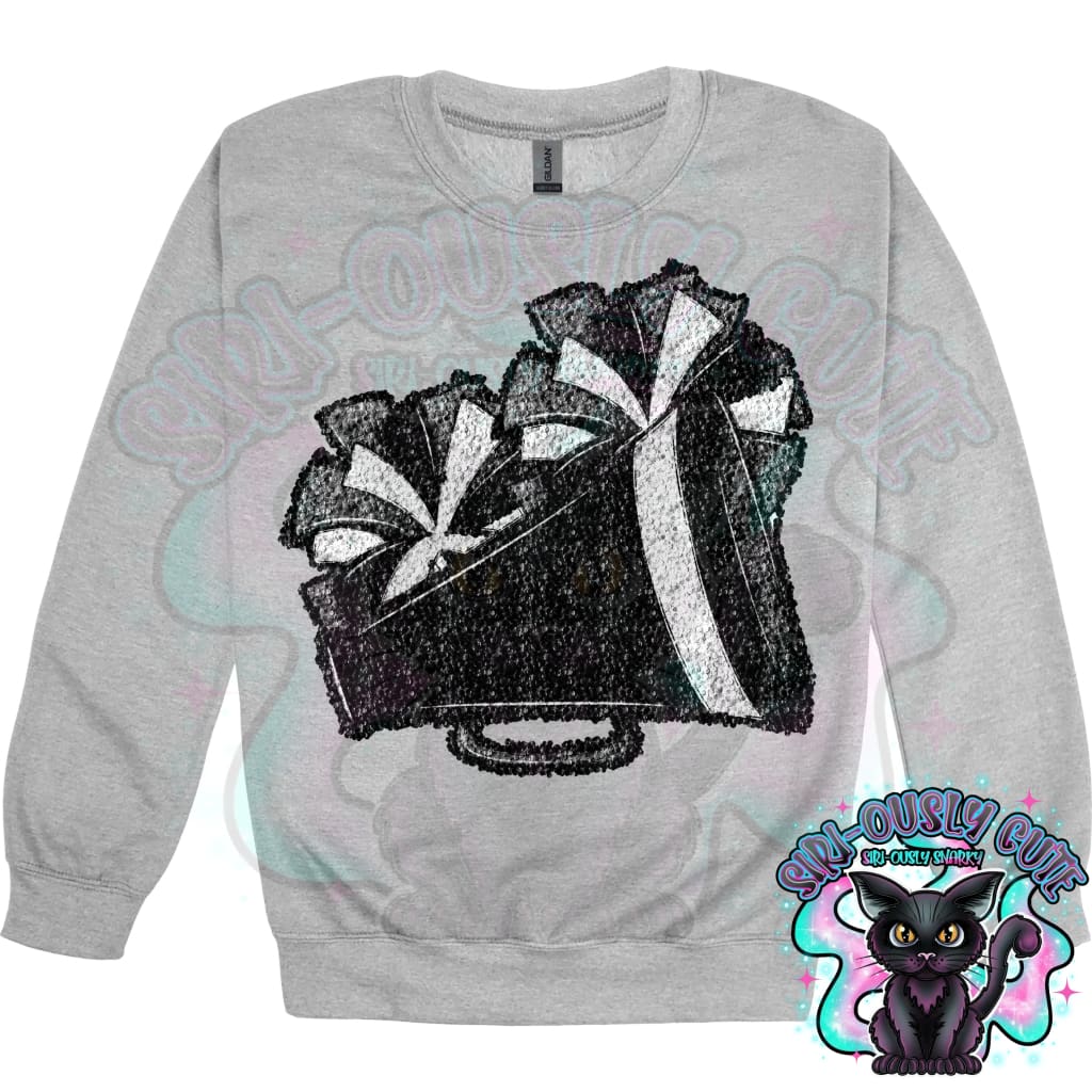 Cheer Poms And Megaphones Black Sequin Mascot