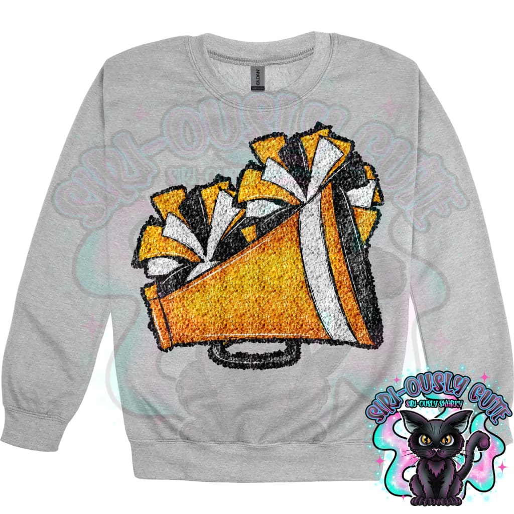 Cheer Poms And Megaphones Yellow Gold Sequin Mascot