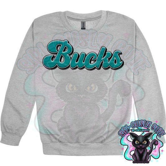 Faux 3D Puff Bucks Teal Mascot