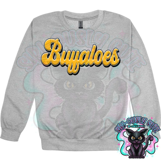 Faux 3D Puff Buffaloes Athletic Gold Mascot