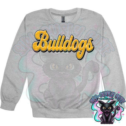 Faux 3D Puff Bulldogs Athletic Gold Mascot