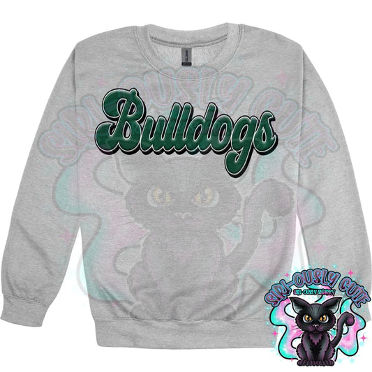 Faux 3D Puff Bulldogs Dk Green Mascot