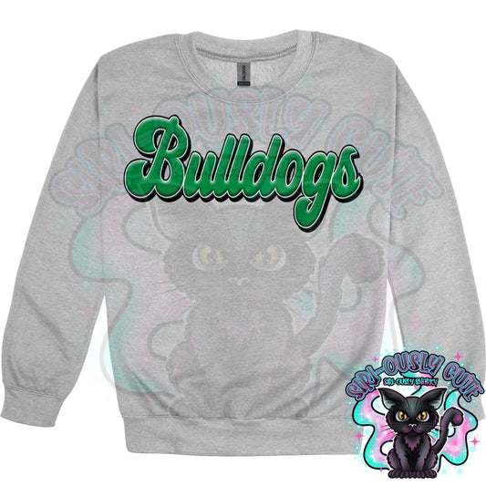 Faux 3D Puff Bulldogs Kelly Green Mascot