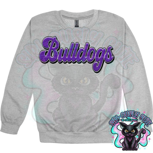 Faux 3D Puff Bulldogs Purple Mascot