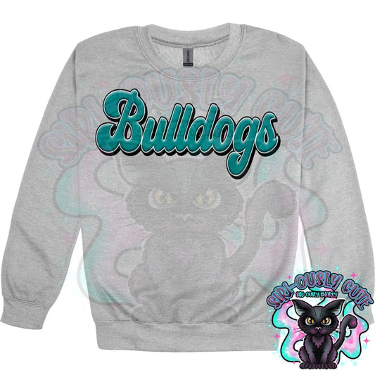 Faux 3D Puff Bulldogs Teal Mascot