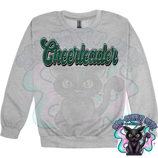 Faux 3D Puff Cheerleader Dark Green Mascot