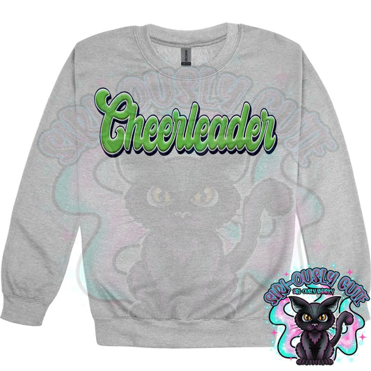 Faux 3D Puff Cheerleader Navy Apple Green Mascot