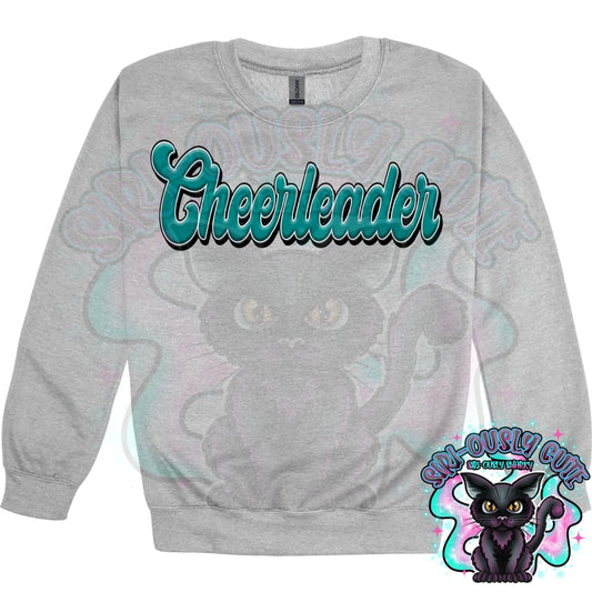 Faux 3D Puff Cheerleader Teal Mascot