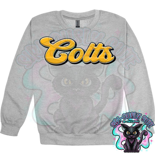 Faux 3D Puff Colts Athletic Gold Mascot