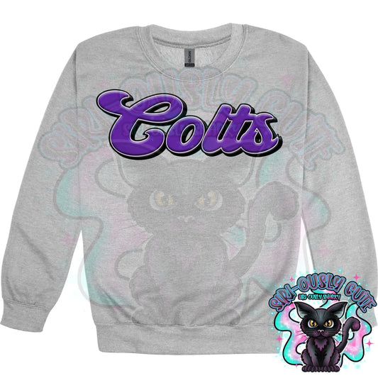 Faux 3D Puff Colts Purple Mascot
