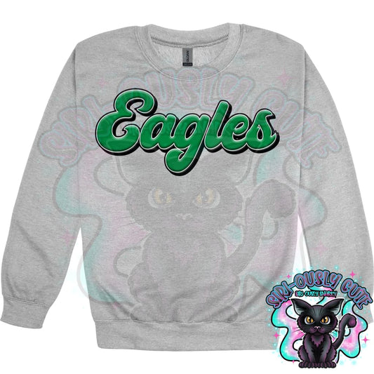 Faux 3D Puff Eagles Kelly Green Mascot