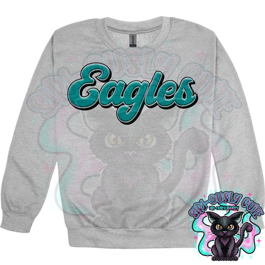 Faux 3D Puff Eagles Teal Mascot