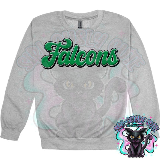 Faux 3D Puff Falcons Kelly Green Mascot