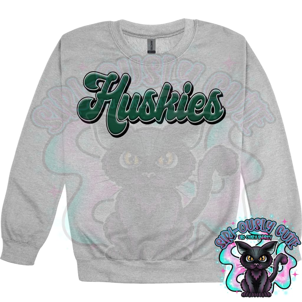 Faux 3D Puff Huskies Dark Green Mascot
