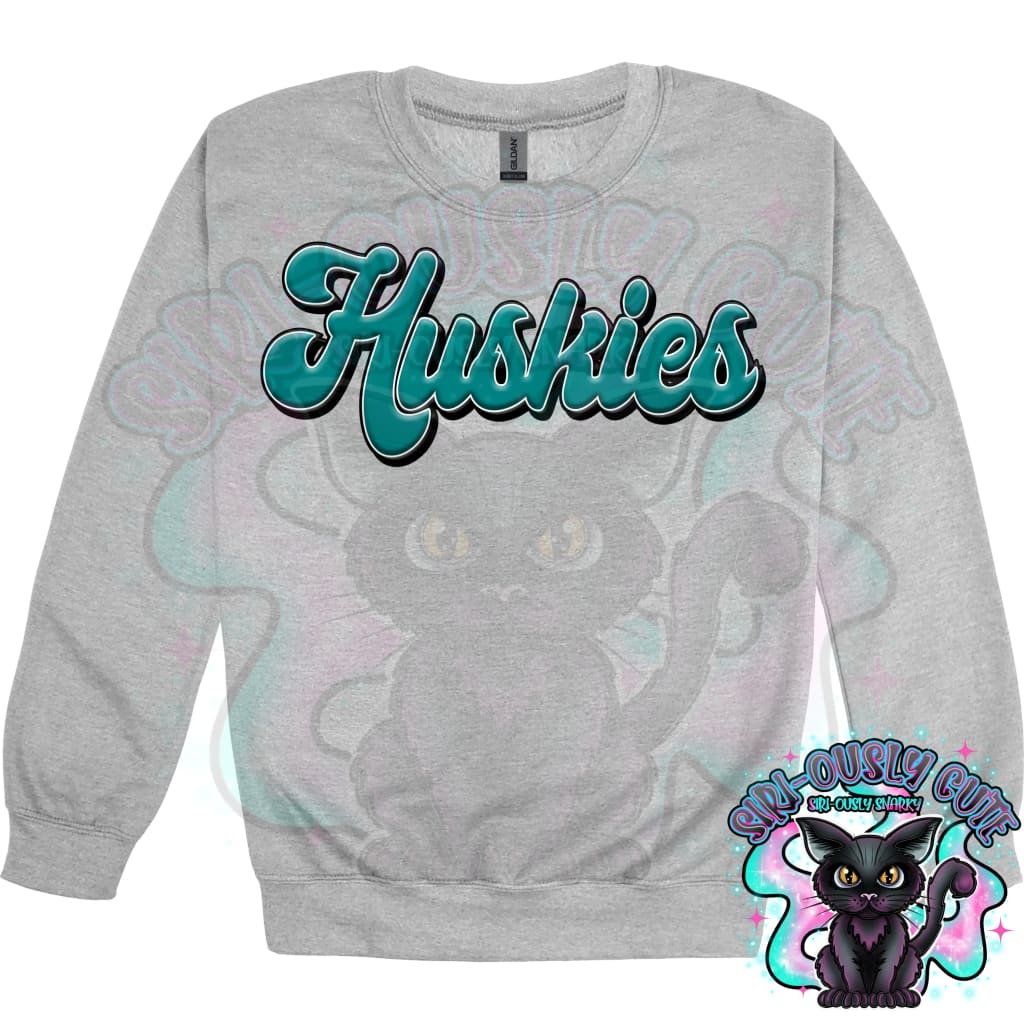 Faux 3D Puff Huskies Teal Mascot