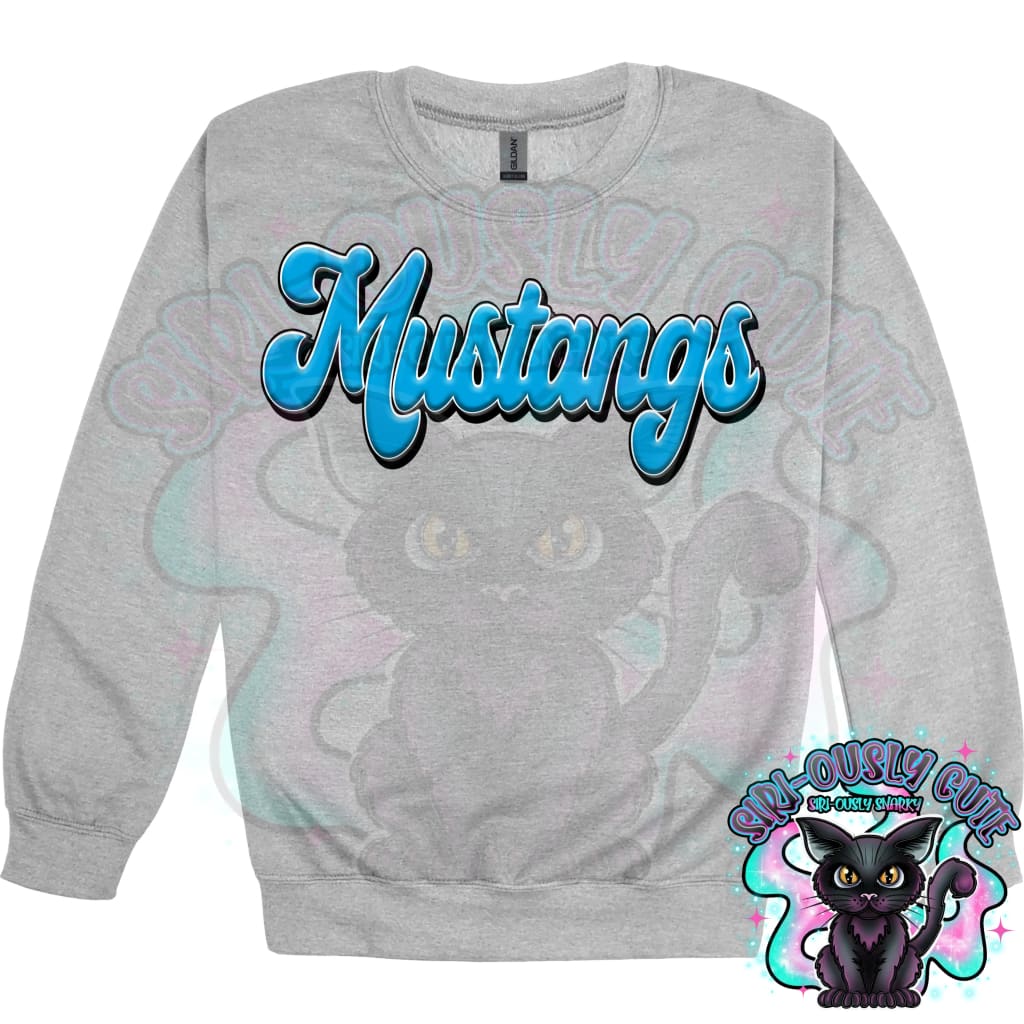 Faux 3D Puff Mustangs Columbia Blue Mascot