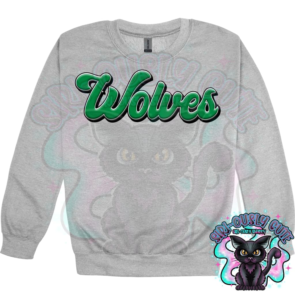 Faux 3D Puff Wolves Kelly Green Mascot