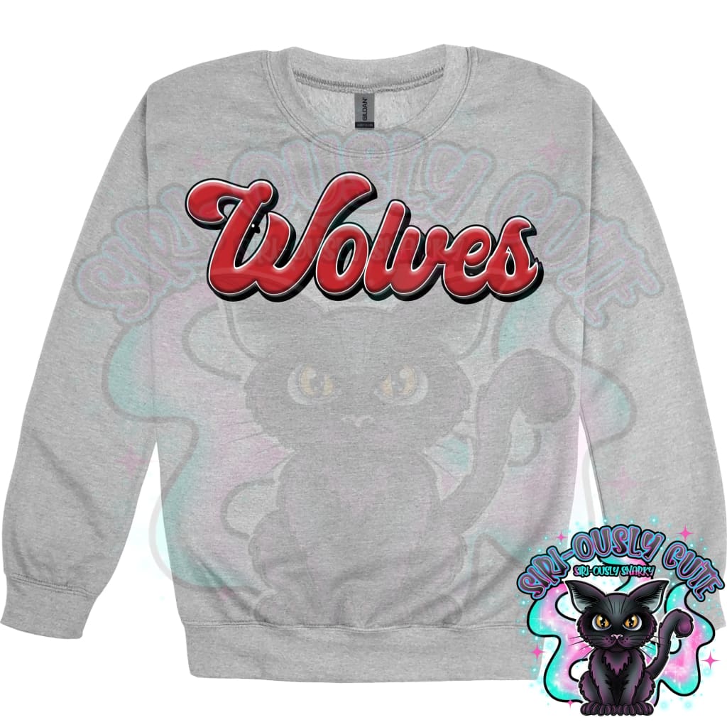 Faux 3D Puff Wolves Red Mascot