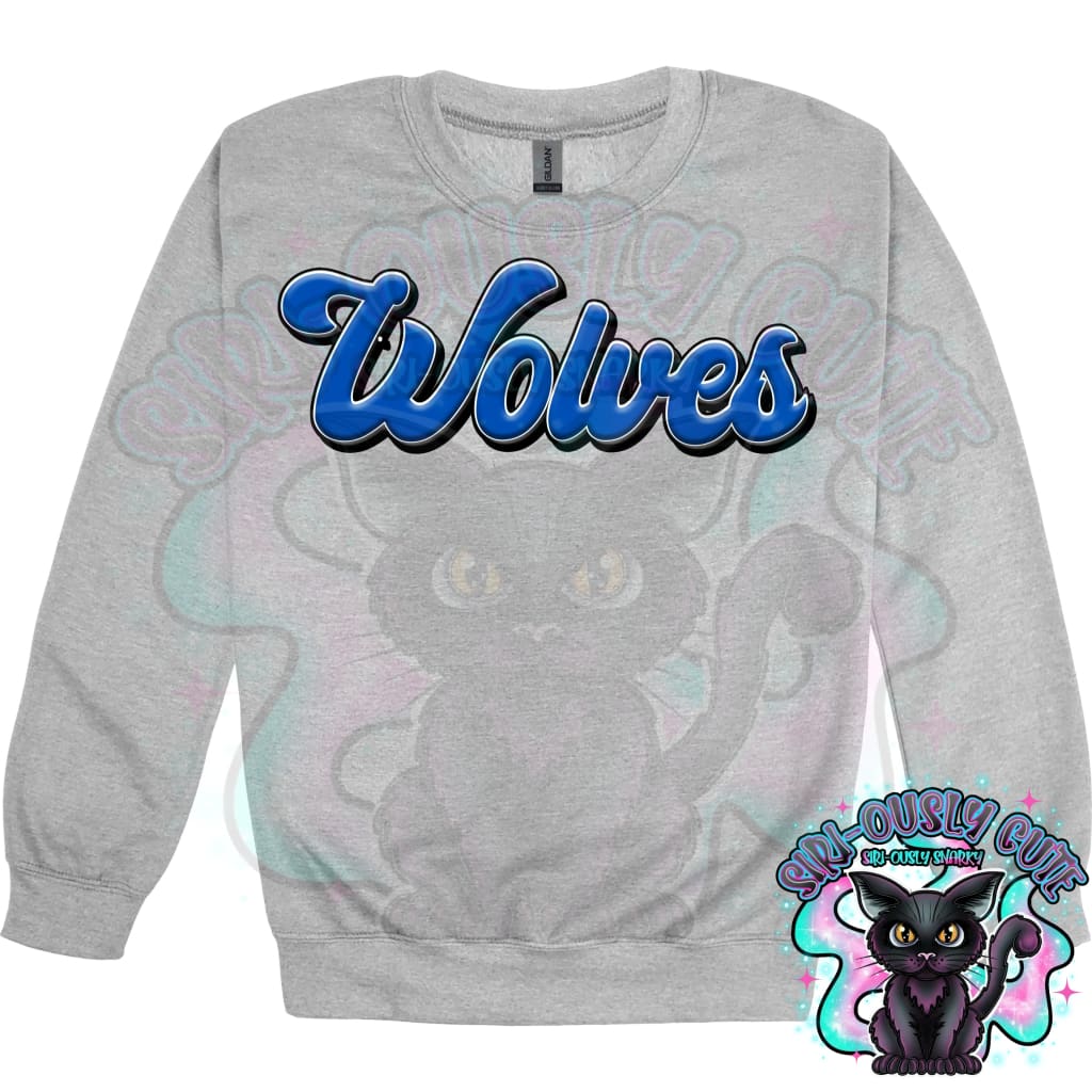Faux 3D Puff Wolves Royal Blue Mascot