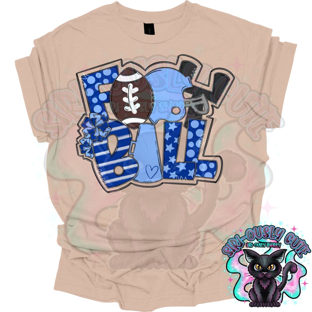 Football Word Art Columbia Blue Royal Blue Mascot