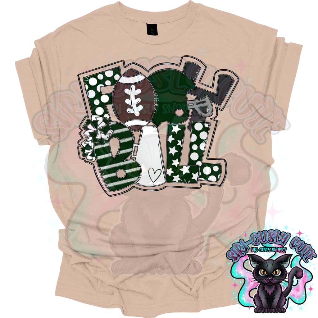 Football Word Art Dark Green White Mascot