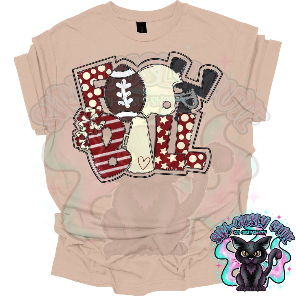 Football Word Art Maroon And Off White Mascot