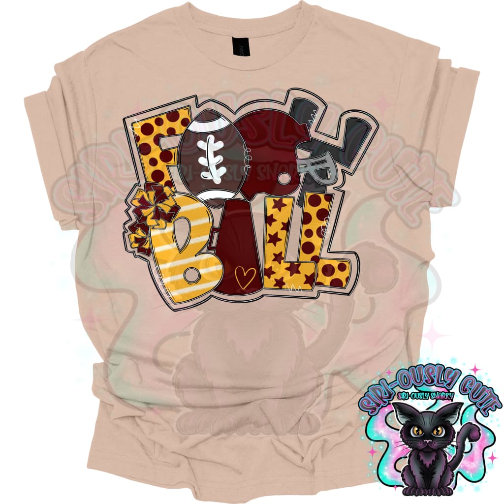 Football Word Art Maroon Yellow Gold Mascot