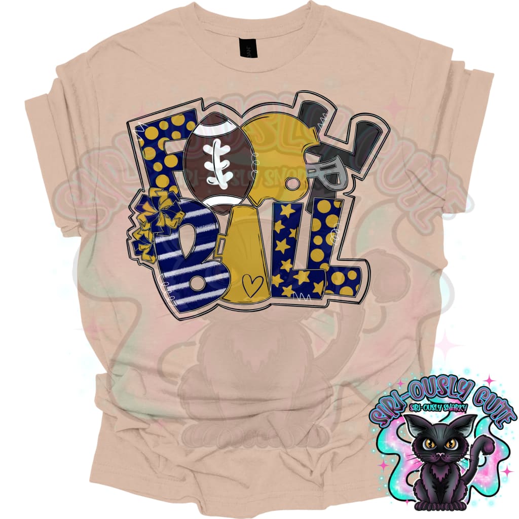 Football Word Art Navy Vegas Gold Mascot