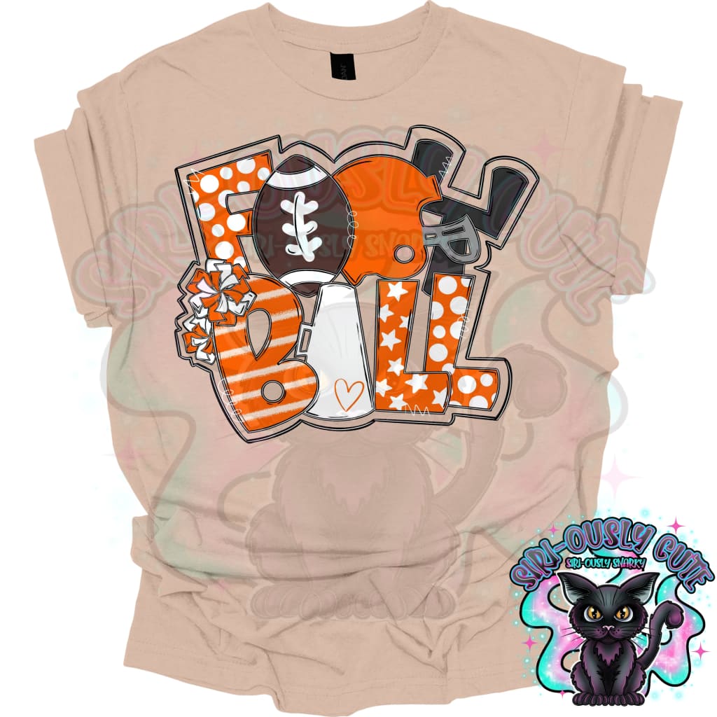 Football Word Art Orange White Mascot