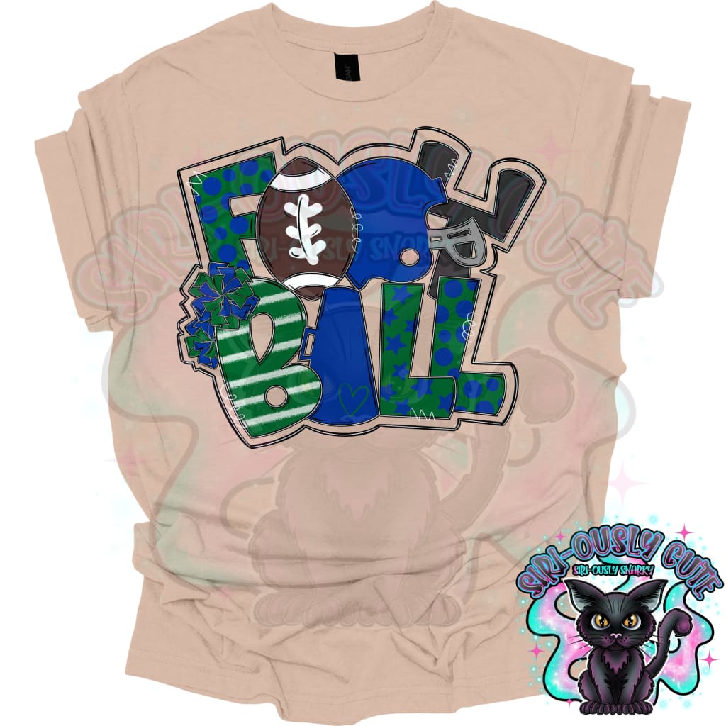 Football Word Art Royal Blue Kelly Green Mascot