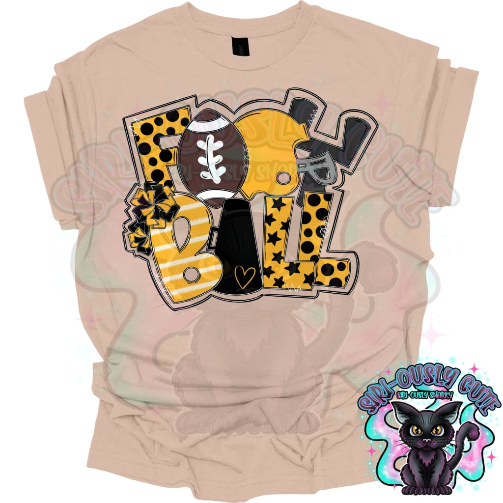 Football Word Art Yellow Gold Black Mascot