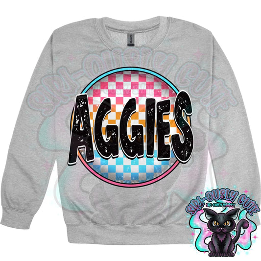 Neon Checker Circle Mascot Aggies Mascot