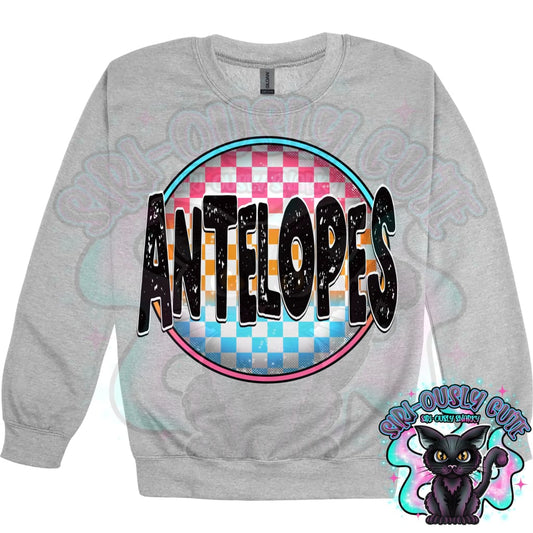 Neon Checker Circle Mascot Antelopes Mascot