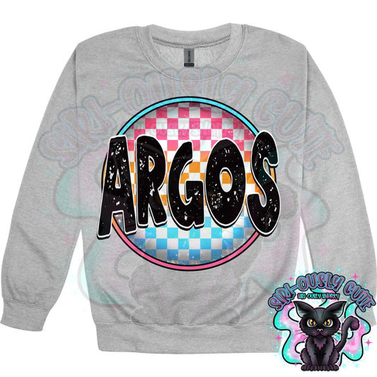 Neon Checker Circle Mascot Argos Mascot