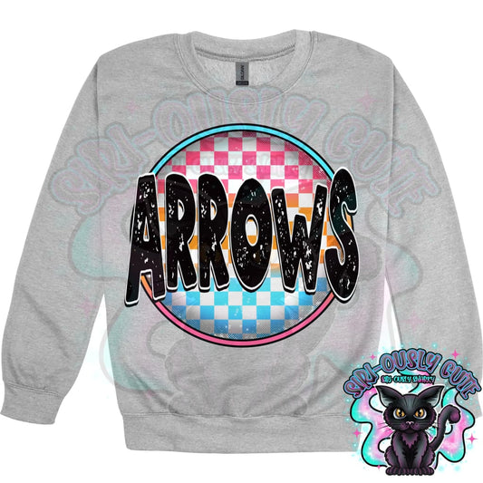 Neon Checker Circle Mascot Arrows Mascot