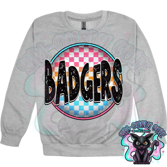 Neon Checker Circle Mascot Badgers Mascot