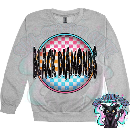 Neon Checker Circle Mascot Black Diamonds Mascot