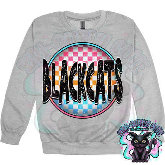 Neon Checker Circle Mascot Blackcats Mascot